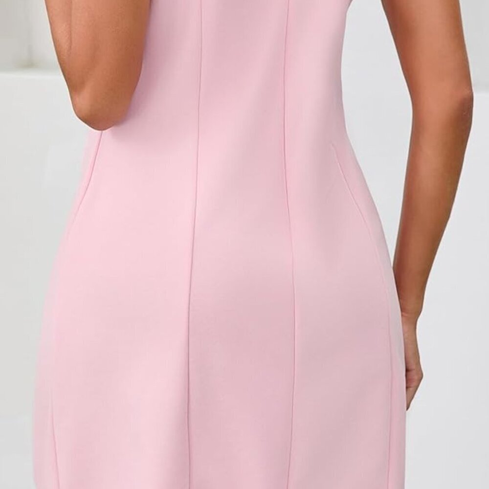 Sleeveless Bodycon Dress Women Polyester Spandex Business Casual Elegant - Picture 2 of 7